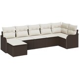 vidaXL 7-delna vrtna sedežna garnitura z blazinami Rjava poli ratan, 2-sedežna vrtna sofa z blazinami Rjava poli ratan Cene