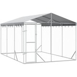 Vanjski kavez za pse s krovom srebrni 3 x 4,5 x 2,5 m čelični | shoptok.hr