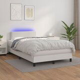 Maison Chic Box spring postelja - Vzmetna postelja z vzmetnico LED bela 120x200cm umetno usnje SL9109, (21901242) | Shoptok.si