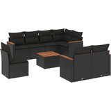 Maison Chic Seti vrtnega pohištva - Vrtna garnitura - Vrtni pohištvo set 9-delna z blazinami črn poli ratan, (21797342) | Shoptok.si