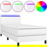 Maison Chic Box spring postelja - Vzmetna postelja z vzmetnico LED bel 100x200 cm umetno usnje SL15402, (21907004) Cene