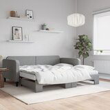  The Living Store Izvlečna dnevna postelja z vzmetnicami siva 100x200 cm blago - Izvlečna Dnevna Postelja, (21441519) | Shoptok.si