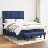 vidaXL Box spring postelja z vzmetnico modra 140x200 cm blago | Shoptok.si