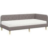 vidaXL Kotna postelja z vzmetnico z vzglavjem Taupe 90 x 190 cm blago, (5000107077) | Shoptok.si