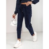 DStreet Spodnie damskie oversize VELVITO sztruksowe granatowe | Shoptok.si