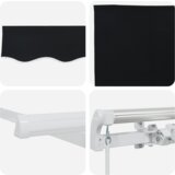 vidaXL Ročna retraktibilna tenda črna 450x300 cm, Zamenjava tkanine za tendu 4.5x3 m okvir črna | Shoptok.si