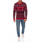 Edoti Men's red Christmas jumper with Norwegian patterns - red | Shoptok.si