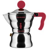 Alessi Moka kafetiera espresso / za 1 skodelico / rdeč ročaj / aluminij, (5000200359) | Shoptok.si