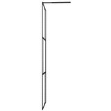 Pregrada za tuš s polico črna 90x195 cm ESG steklo in aluminij | Shoptok.si
