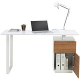 Hom`in pisalna miza leseni material bela, barve hrasta | Shoptok.si