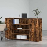  Sprejemna miza dimljeni hrast 180x50x103,5 cm inženirski les | Shoptok.si