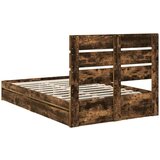  Krevet s od storage s uzglavljem Dimljeni hrast 135 x 190 cm | shoptok.hr
