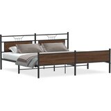 Metalni Kovinski posteljni okvir brez vzmetnice rjavi hrast 200x200 cm, (21829272) | Shoptok.si