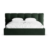Micadoni Temno zelena oblazinjena zakonska postelja s prostorom za shranjevanje z letvenim dnom 200x200 cm Eric – | Shoptok.si