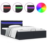  Hidraulični okvir za krevet od umjetne kože LED crni 120x200 cm | Eponuda.com
