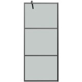 Pregrada za tuš s policom crna 90x195 cm staklo ESG i aluminij | shoptok.hr