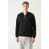 Avva Men's Black Half Zipper Cotton Cotton Standard Fit Regular Cut Sweatshirt Cene