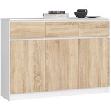 AKORD Komoda, 3 Vrata In 3 Predali, Bela/Hrast Sonoma, (5000332294) | Shoptok.si