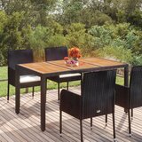 vidaXL Vrtna miza z leseno mizno ploščo črna 150x90x75 cm poli ratan Cene