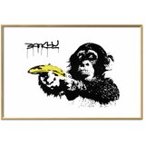  Plakat - Banksy: Monkey with a Banana 42x29.7 Zlatni okvir s margom | shoptok.hr