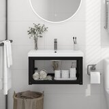  Zidni okvir za kupaonski umivaonik crni 59x38x31 cm željezni | shoptok.hr