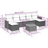  8-dijelni set vrtnih sofa od poliratana s jastucima crni Slike