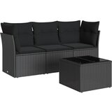 Maison Chic Seti vrtnega pohištva - Vrtna garnitura - Vrtni pohištvo set 4-delna z blazinami črna poli ratan, (21815183) | Shoptok.si
