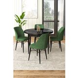 Hanah home Rox - Black Marble, Khaki Black MarbleKhaki Dining Table & Chairs Set (5 Pieces) | ePonuda.com