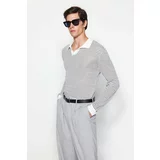 Trendyol Ecru Men's Regular Fit Cotton Polo Neck Knitwear Sweater.