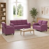  Set sofe 3 pcs Ljubičasta Baršun - Ljubičasta 1-sjedalo + 2-sjedalo (120 cm) + 3-sjedalo Cijene