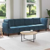  Komplet pohištva za dnevno sobo z blazino 4 pcs Modra Žamet, (5000283117) | Shoptok.si