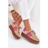 Boto Women's Platform Sneakers Made Of Natural Suede Beige-Pink Eldira | Shoptok.si
