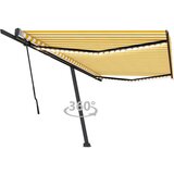 vidaXL ročna zložljiva tenda z led lučkami 500x300 cm rumena in bela | Shoptok.si