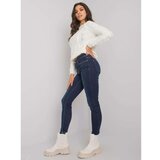 Fashion Hunters sublevel dark blue fitted jeans for women Cene