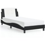 Maison Chic Posteljni okvir - Enojna postelja - Postelja za odrasle z vzglavjem črn in bel 80x200 cm umetno usnje-J9499, (21771721) | Shoptok.si