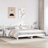 Maison Chic Posteljni okvir - Dvoposteljna postelja - Zakonska postelja brez vzmetnice bel 200x200 cm trdna borovina-J3723, (21774681) | Shoptok.si