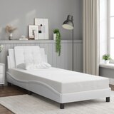 Maison Chic Posteljni okvir - Enojna postelja - Postelja za odrasle z vzglavjem bel 100x200 cm umetno usnje-J9317, (21768353) | Shoptok.si