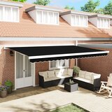 vidaXL Ročna retraktibilna tenda Črna 500x300 cm, Tenda nadomestna tkanina za okvir 5x3 m Črna Cene