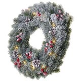  LED božični venec zasnežen, 38 cm, 2x AA, notranji, topla bela, časovnik Cene