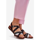 Sergio Leone Womens Flat Sandals With Straps Black | Shoptok.si
