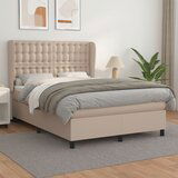  The Living Store Box spring postelja z vzmetnico kapučino 140x190cm umetno usnje - Box Spring Postelja, (21448666) Cene