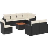  The Living Store Vrtna sedežna garnitura 9-delna z blazinami črn poli ratan - Vrtna Sedežna Garniture, (21449568) | Shoptok.si