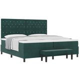 Box spring krevet Tamnozelena 200 x 200 cm Baršun - Tamnozelena 200 x 200 cm Kristal s dugmadima | shoptok.hr