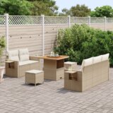  Set od 8 komada vrtne sofe s jastučićima Bež poli ratan akacija | shoptok.hr