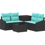  Set sofe 6 kom. Crna i Plava Poli Rattan i čelik | shoptok.hr