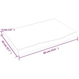 Stolna ploča 60 x 40 x 4 cm od netretirane masivne hrastovine | shoptok.hr