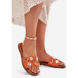 Boto Women's Flat Sandals With Golden Pins Orange Nalothiel | shoptok.hr