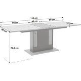 Modern Living Raztegljiva Miza Amare, Antracit, Barva Hrasta | Shoptok.si