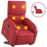  Električni masažni naslonjač na podizanje umjetna koža crveni | shoptok.hr