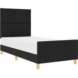 vidaXL okvir postelje Komplet 2 Črn Trden les, tkanina 90 x 200 cm, (22082456) | Shoptok.si